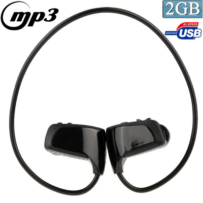 Sport MP3 Player Headset with 2GB Memory, Music Format: MP3 / WMA (Black)